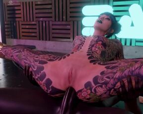 Asian tattoed girl riding and suck a cock