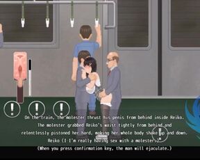 Pink Reiko (Hentai Game) subway end up raw sex and a creampie!