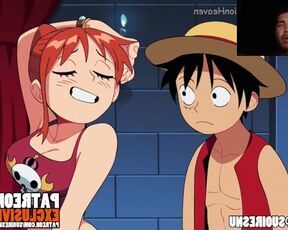 Nami tries to take Luffy's treasure and ends up getting fucked and filled with semen uncensored hent