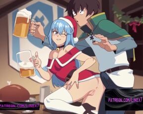 Konosuba Aqua and Satou Kazuma christmas Hentai