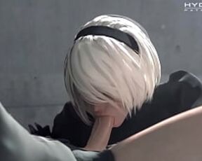 Nier Automata 2B Giving A Blowjob Rule 34