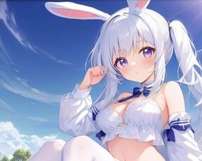 Cute anime girl wearing bunny costumes