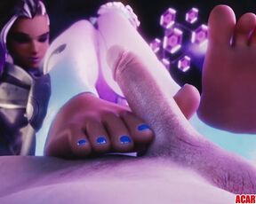 Cute Sombra fucking and jerking off big dick