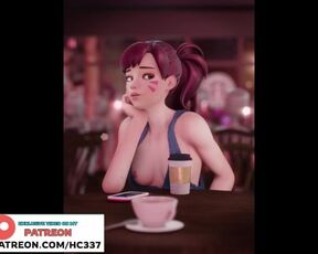 D.VA AND SOMBRA HAVE SOME FUN IN THE CAFE / OVERWATCH HENTAI STORY ANIMATION 60FPS