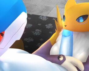 ExVeemon Cums in Renamon Juicy Pussy - Digimon Porn Animation