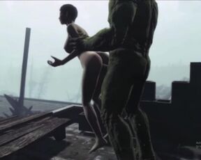 Curie Ass Fucked Outdoors on Roof | Fallout 4 Far Harbor