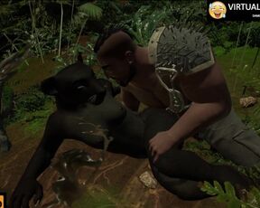 Hunter Fucks Black Panther in the Jungle 4K 60 FPS Animation