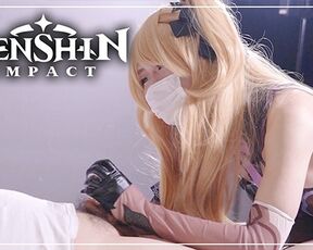 【Genshin Impact】Handjob Edging ????Fischl Cosplayer get Fucked, Asian Hentai Shemale Cosplay 4