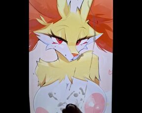 Pokemon Delphox Cum Tribute BIG THICK cumshot over her huge tits!