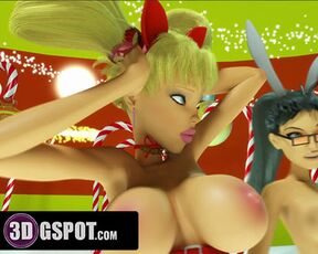 3DGSPOT - XXXmas Bimbo Dancers Shake Their Big Tits! 3D ANIMATION!